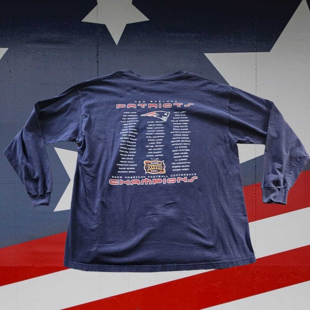 Vintage '03 New England Patriots 2003 AFC Champions Longsleeve Shirt Brady Team - Picture 7 of 11